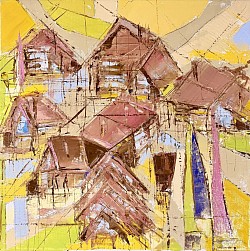 Les granges la-haut sur la colline.        40x40