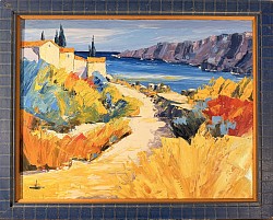 Calanques 37 degrés.         70x55.    Avec encadrement