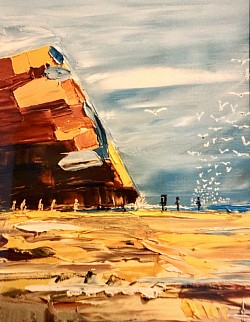 le vol de mouettes.          40x40.      VENDUE