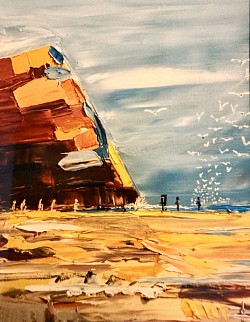 le vol de mouettes.          40x40.      Non dispo