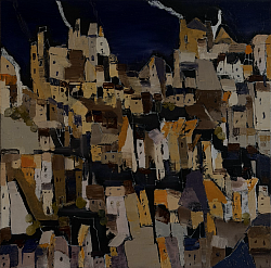 Le village des heures bleues  40x40.  No 74